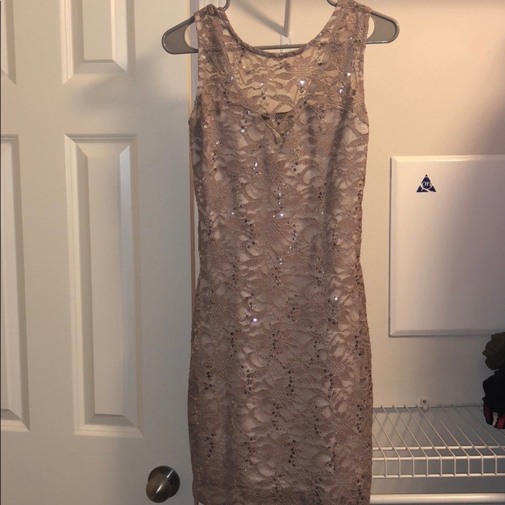 Nude embellished dress